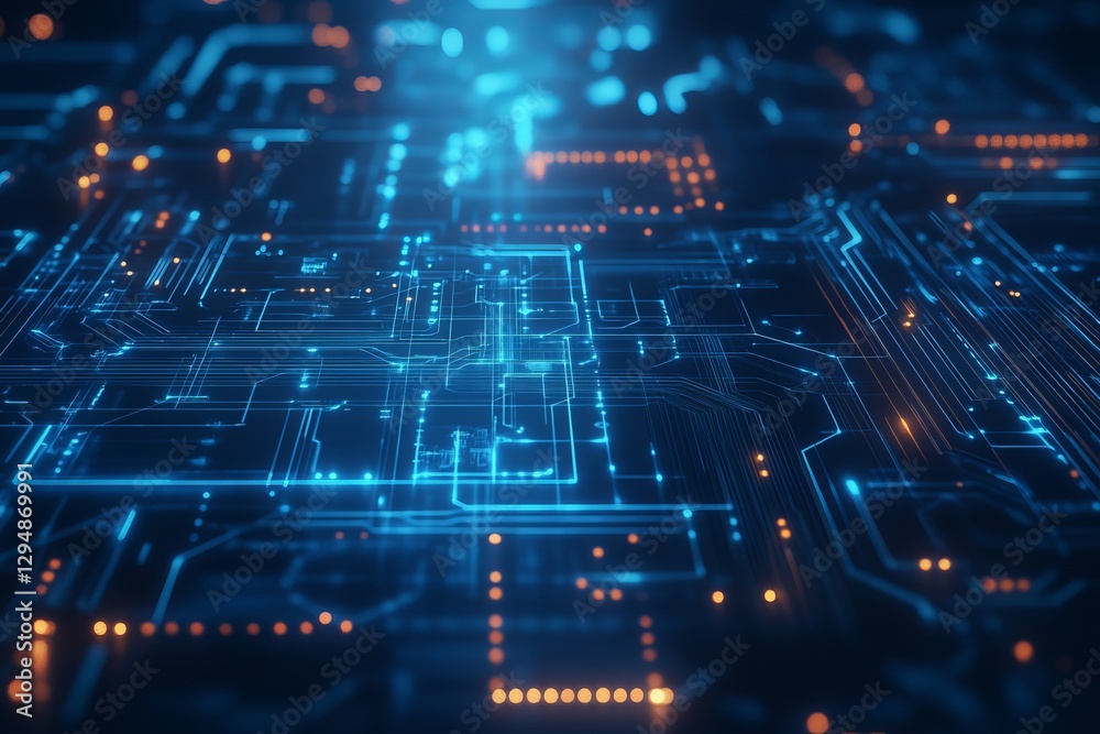 Abstract Digital Circuit Board Technology Background Blue Orange Glowing Lines Network Futuristic Hightech Innovation Modern Design Electronic Pattern Abstract Digital Circuit Board Technology Background Blue Orange Glowing Lines Network Futuristic Hightech Innovation Modern Design Electronic Pattern