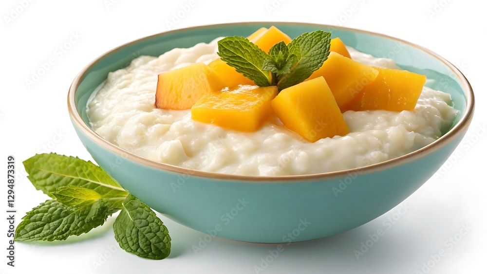 Creamy Rice Pudding with Fresh Mango & Mint – Refreshing Dessert Delight Creamy Rice Pudding with Fresh Mango & Mint – Refreshing Dessert Delight