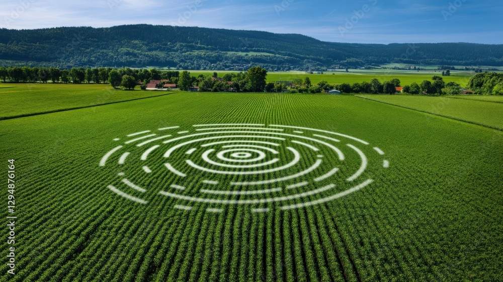 Mysterious circular patterns in agricultural fields rural landscape aerial photography nature vibrant greens agricultural concepts Mysterious circular patterns in agricultural fields rural landscape aerial photography nature vibrant greens agricultural concepts