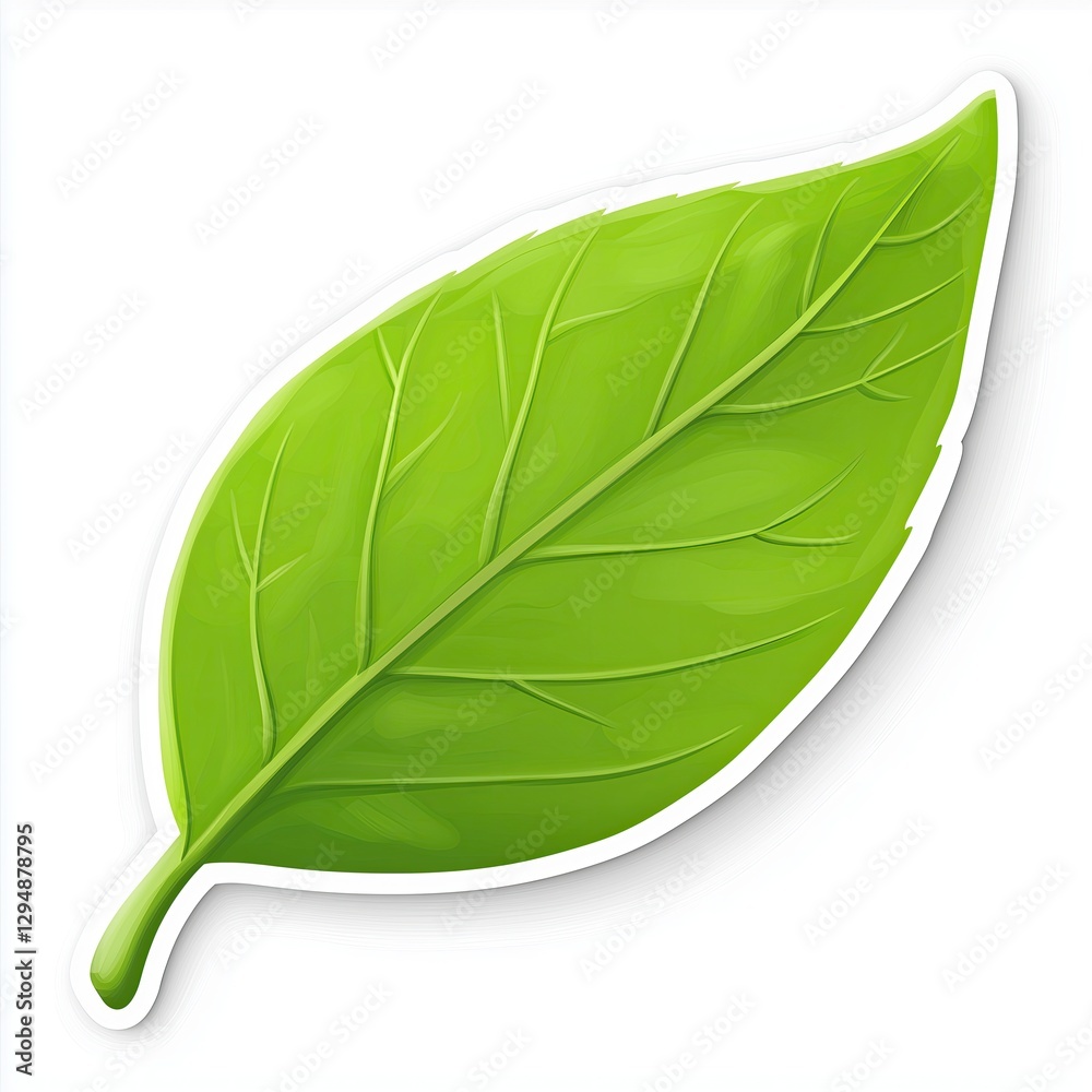 Fototapeta premium contour-cut sticker Leaf aesthetic quality of the beautiful, 3d rendering, design sticker, vector art sticker, high resolution, detailed, on white background generated AI