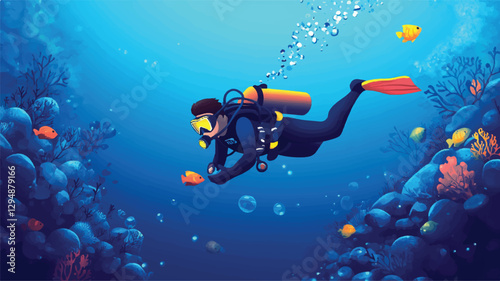 Fisherman catch fish. Fishing illustration. Flat vector illustration. Colorful and Black silhouettes of fishing with his dad son, vector Art & Illustration