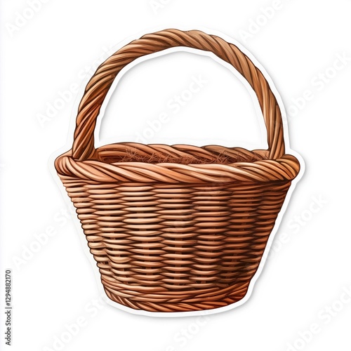 contour-cut sticker Basket aesthetic quality of the beautiful, 3d rendering, design sticker, vector art sticker, high resolution, detailed, on white background generated AI