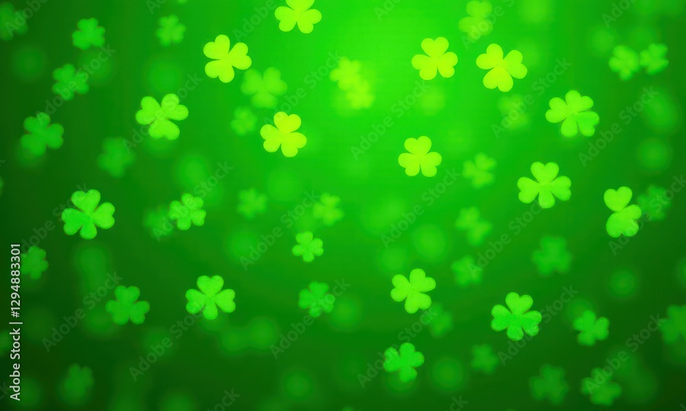 Green background with green clover. Сoncept of Irish St. Patrick Day Green background with green clover. Сoncept of Irish St. Patrick Day