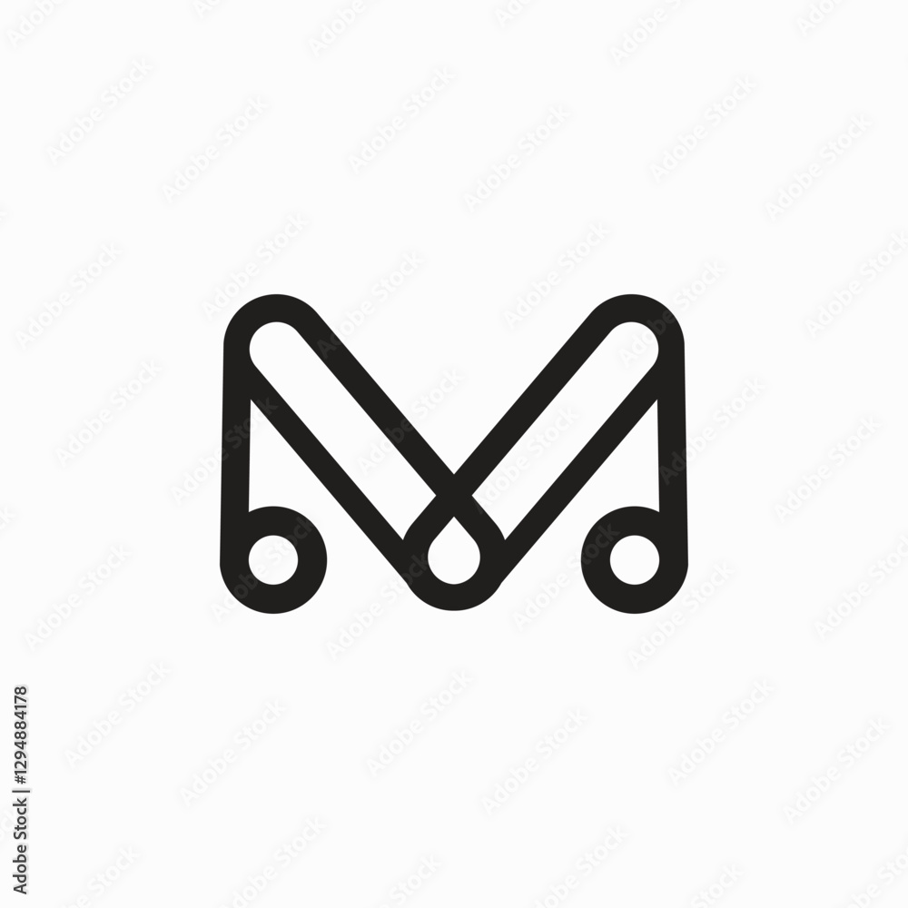 M letter logo with various colors aesthetic style and character