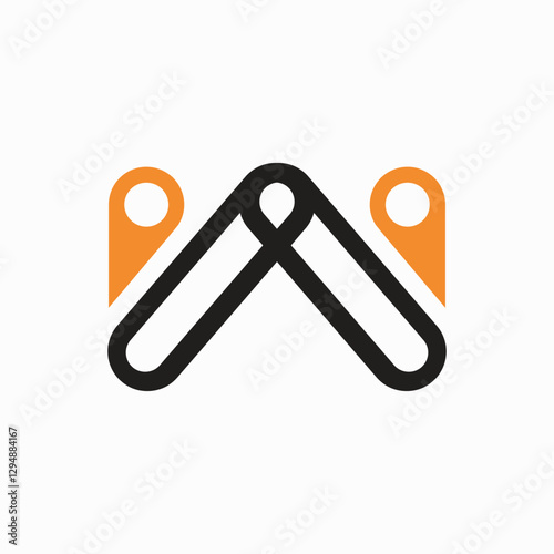 W letter logo with various colors aesthetic style and character