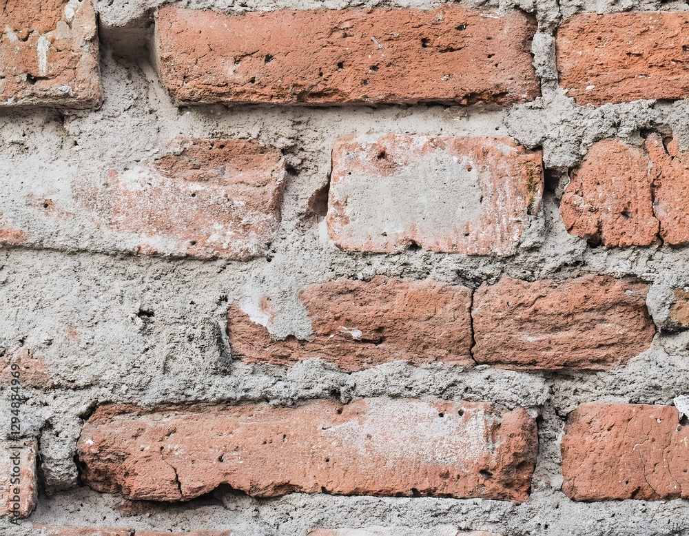 Grunge Brick Wall with Textured Cracks and Aged Appearance Grunge Brick Wall with Textured Cracks and Aged Appearance