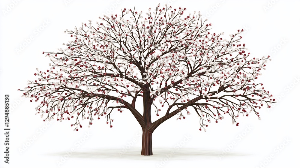 Obraz premium Winter tree berries snowy background design