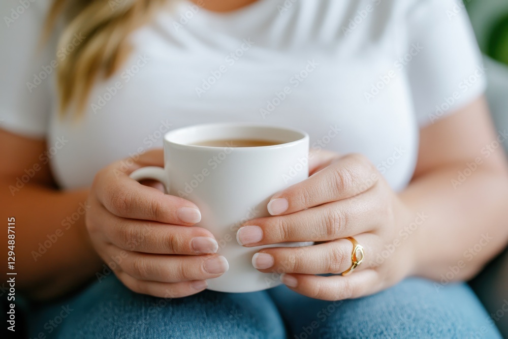 A serene image of a woman delicately cradling a warm cup of coffee, portraying a moment of tranquility and comfort that resonates with many. A serene image of a woman delicately cradling a warm cup of coffee, portraying a moment of tranquility and comfort that resonates with many.