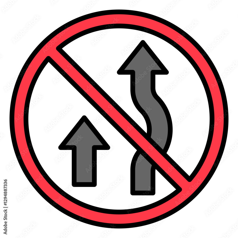 Illustration of No Overtaking Sign Filled Icon Illustration of No Overtaking Sign Filled Icon