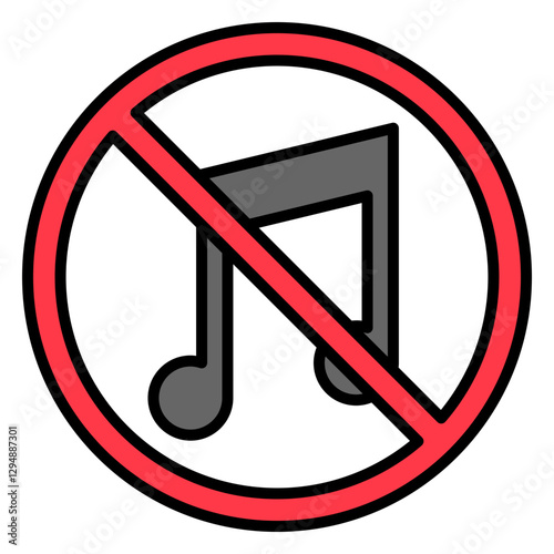 Illustration of No Music Sign Filled Icon
