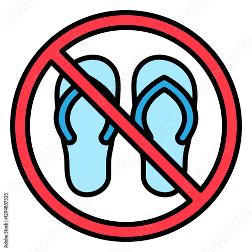 Illustration of No Sandals Sign Filled Icon