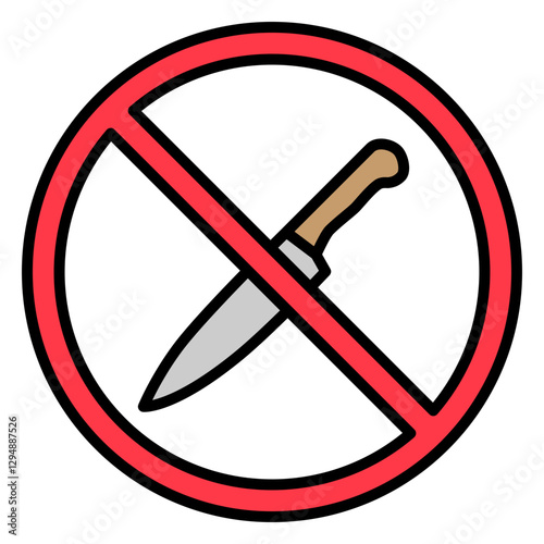 Illustration of No Sharp Objects Sign Filled Icon