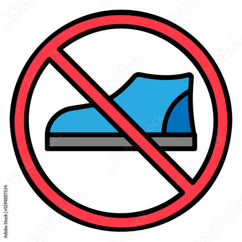 Illustration of No Shoes Sign Filled Icon