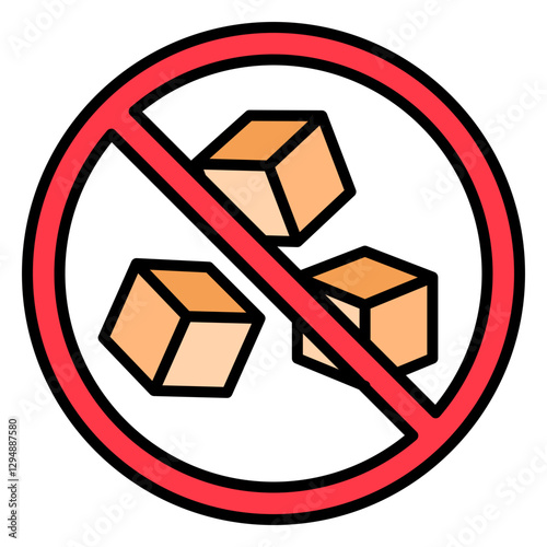 Illustration of No Sugar Sign Filled Icon