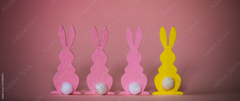 easter bunny on pink background