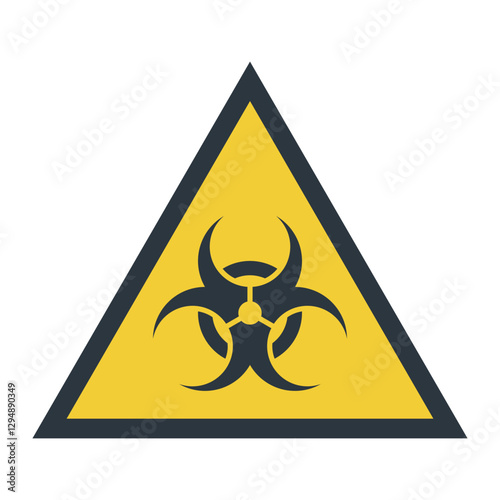 Biological warfare symbol. Biohazard or toxic waste icon. Yellow triangle square vector CBRN or CBRNE sign isolated on a white background. Biologic weapon pictogram.