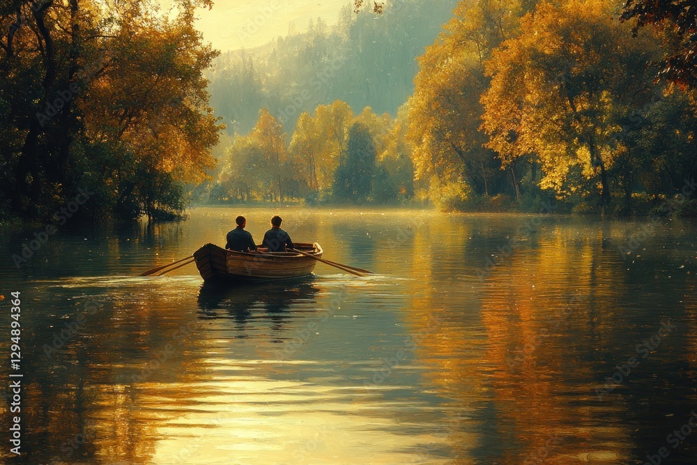 Couple Canoeing on Lake Smiling during Summer Adventure Couple Canoeing on Lake Smiling during Summer Adventure