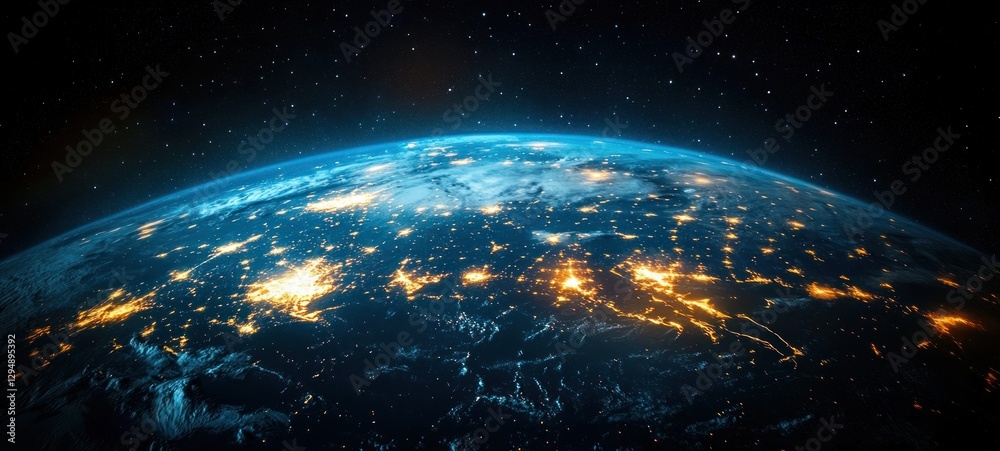 Obraz premium Illuminated Cities of Earth from Space at Night