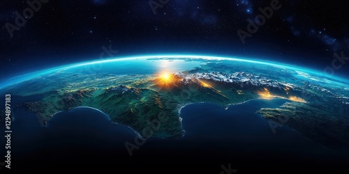 New Zealand from Space Hyper-Realistic Landscape Night Map