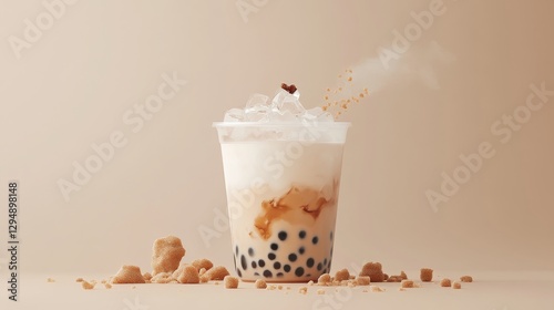 A convincingly real transparent ice cup, a mockup of a transparent plastic cup that includes a lid, and an iced Americano photo