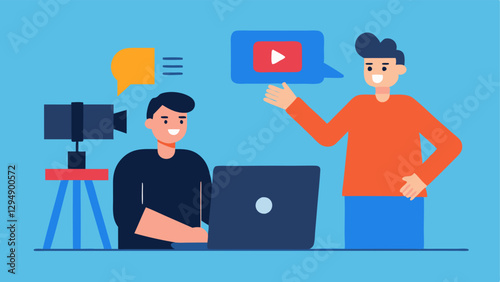 Video Content Monetization A strategist guiding a content creator on a video shoot helping them understand sponsorship integration in the video.