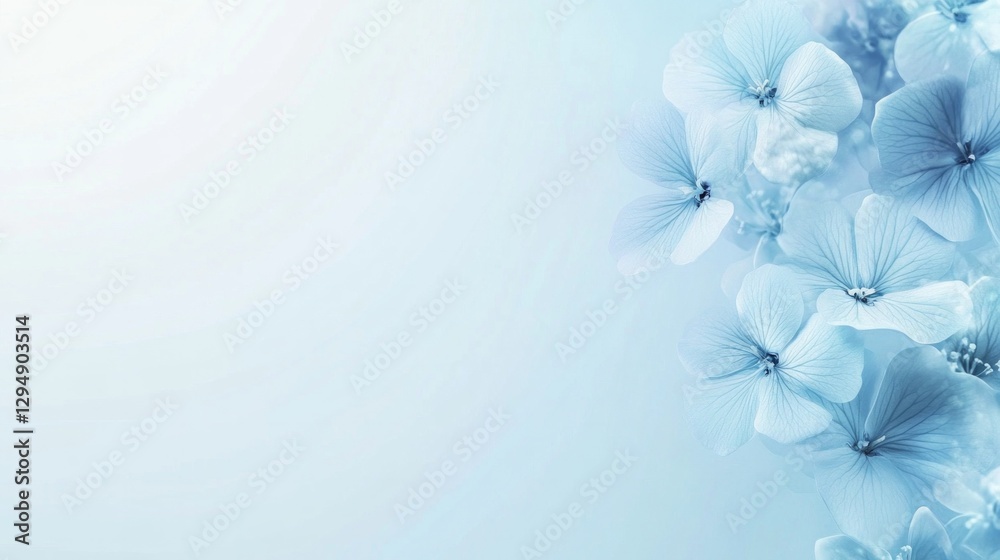 Elegant pastel blue floral arrangement with soft hydrangea blooms