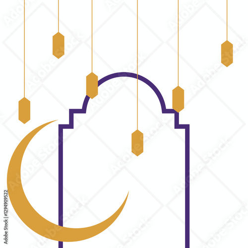 Greeting of marhaban ya ramadhan with lettering. ied Mubarak  elegant blue background Template