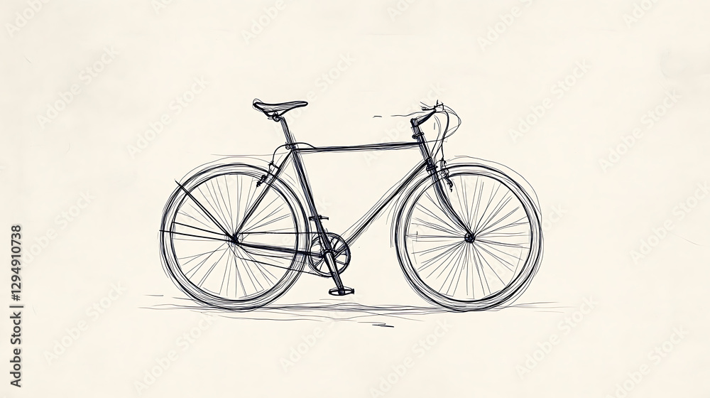 A bicycle is drawn in black and white A bicycle is drawn in black and white