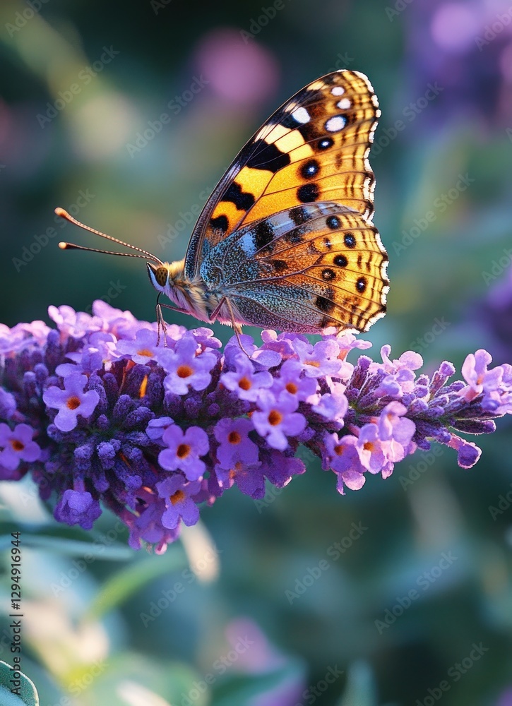 Butterfly on Purple Flower in Natural Light Butterfly on Purple Flower in Natural Light
