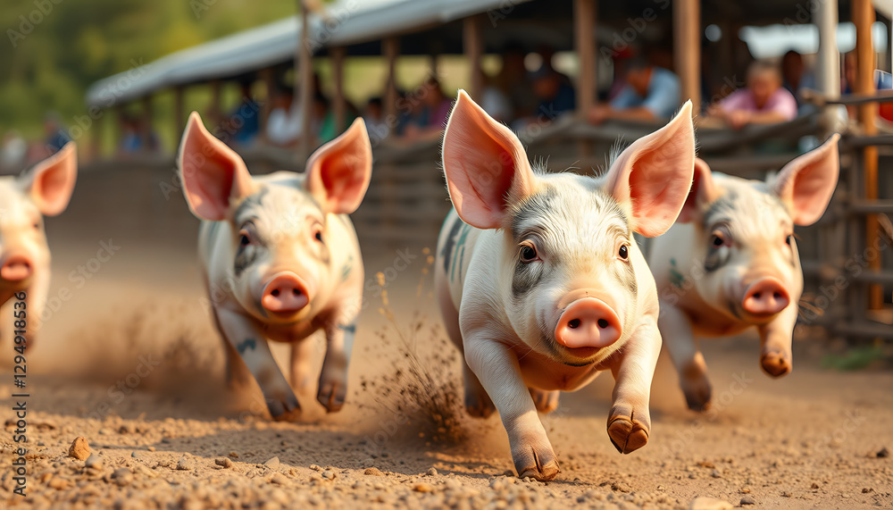 racing pigs, 8k. with white shades racing pigs, 8k. with white shades