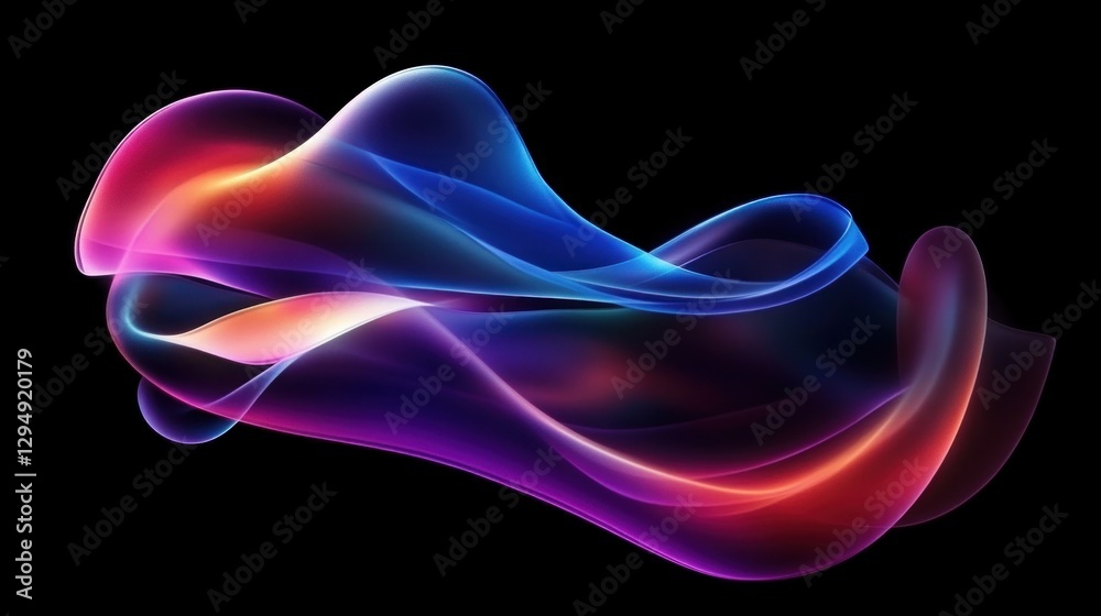 Abstract colorful light wave, dark background, design element Abstract colorful light wave, dark background, design element