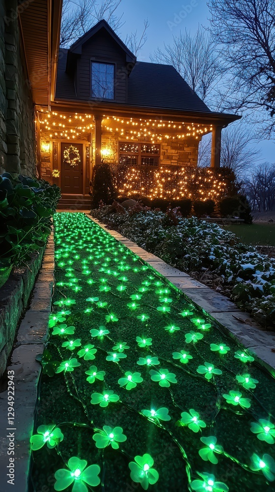 Fototapeta premium Enchanting st patricks day outdoor glow with fairy lights