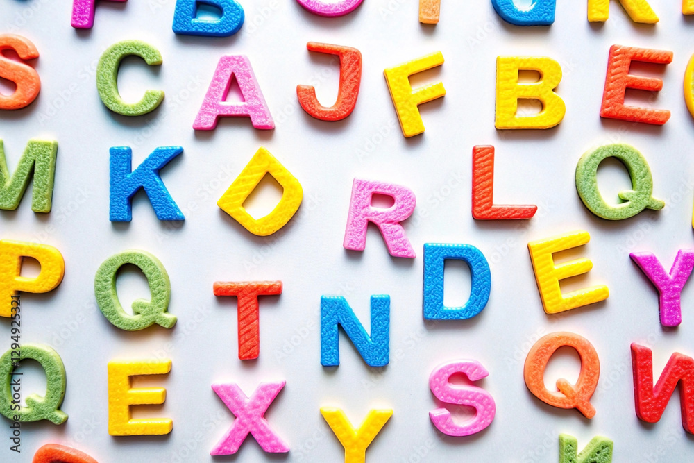 Colorful alphabet letters scattered on white background. (2) Colorful alphabet letters scattered on white background. (2)
