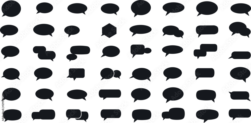 Various speech bubbles in different shapes and sizes in a flat vector illustration style Various speech bubbles in different shapes and sizes in a flat vector illustration style