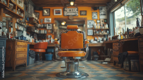 Experience charm of retro barbershop featuring masterfully styled rockabilly pompadour embodies essence of 1950s aesthetics. warm inviting interior enhances nostalgic vibe.