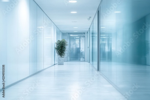 Luxury Hospital Corridor Abstract Blurred Interior Minimalist Design Ethereal Space Clean Lines Bright Lighting