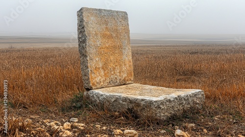 small weathered altar stands solitary amid panoramic golden desert whispering tales of ancient Bedouins who once sought solace in forgotten prayers.