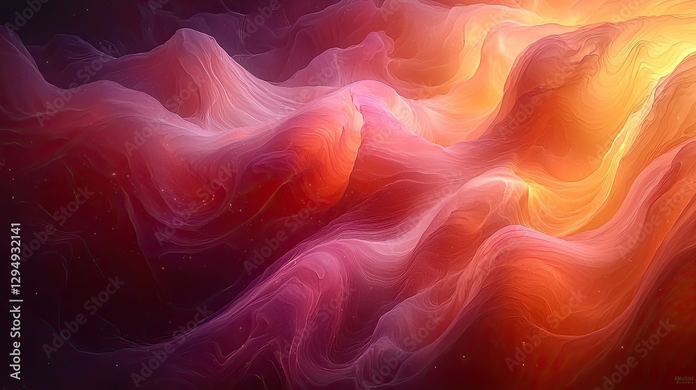 Obraz premium Abstract waves of vibrant colors flowing in a surreal landscape, evoking a sense of depth and motion