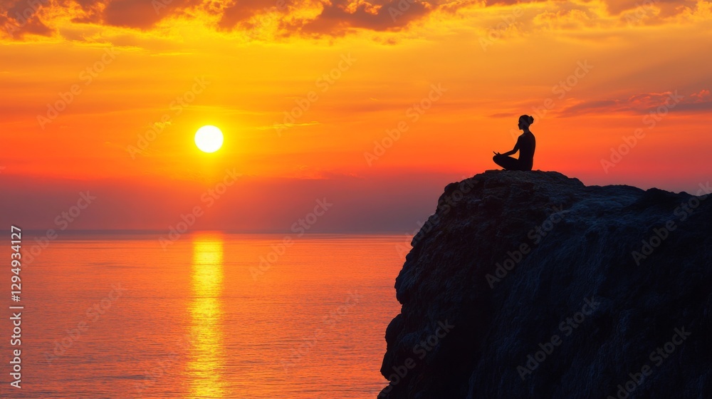Silhouette Yoga Sunset Cliff Ocean Silhouette Yoga Sunset Cliff Ocean