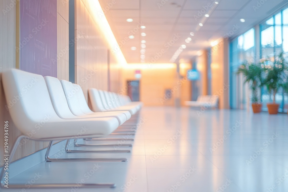 Fototapeta premium Waiting Area in Modern Hospital Serenity with Soft Pastel Colors and Gentle Lighting