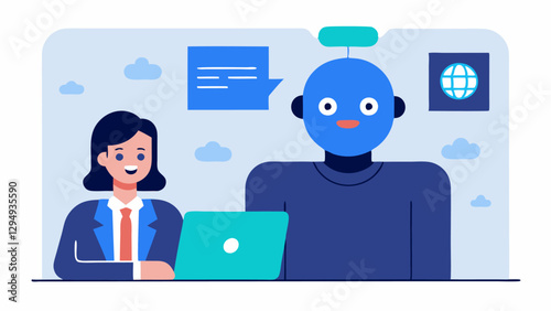 Virtual Interview A recruiter conducting a virtual interview via video call with an AI assistant analyzing the candidates emotions using graphical metrics.