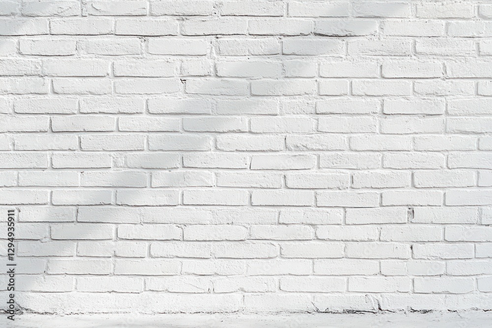 Fototapeta premium White Brick Wall Texture in Soft Natural Light Showing Subtle Textures and Shadows