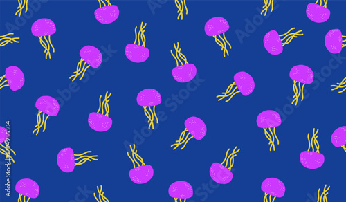 Cute jellyfish pattern background vector design