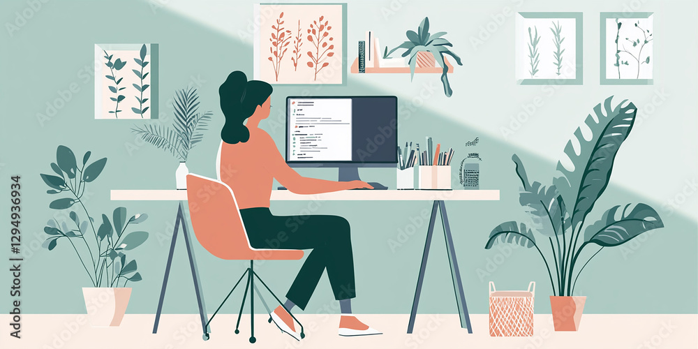 une personne en télétravail - IA Generative