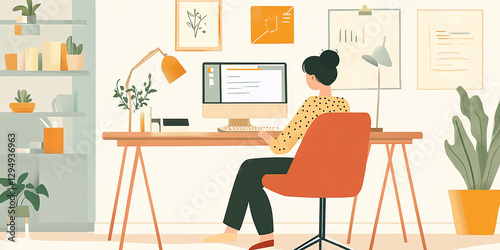 femme en télétravail - IA Generative