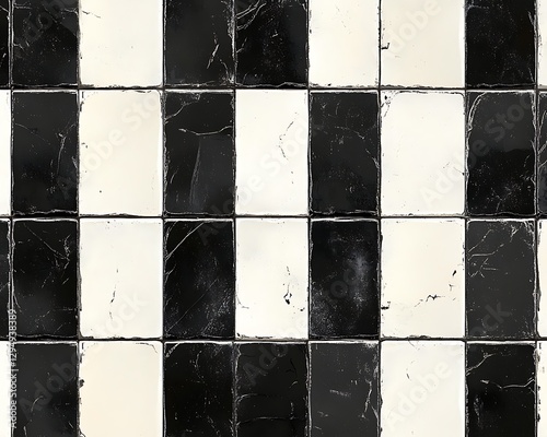 Worn Checkered Tile Floor Pattern