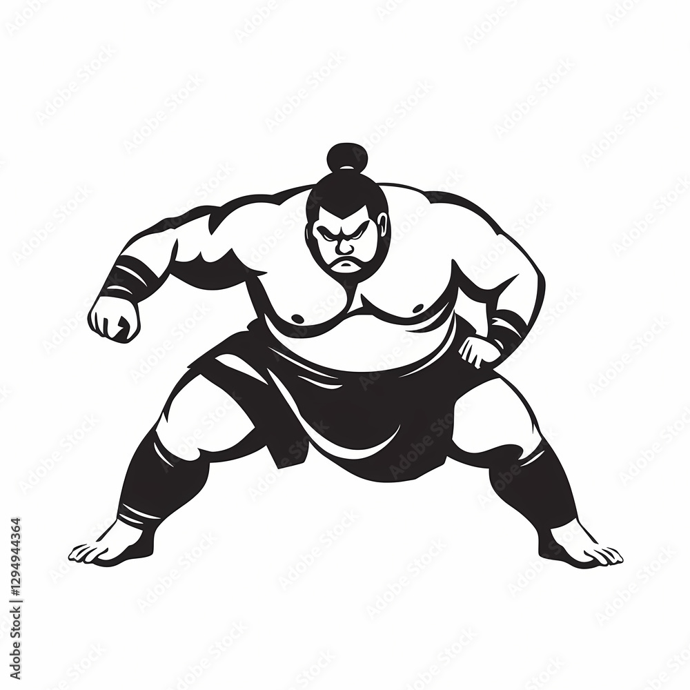 Fototapeta premium Strong sumo wrestler in dynamic pose, showcasing power and tradition