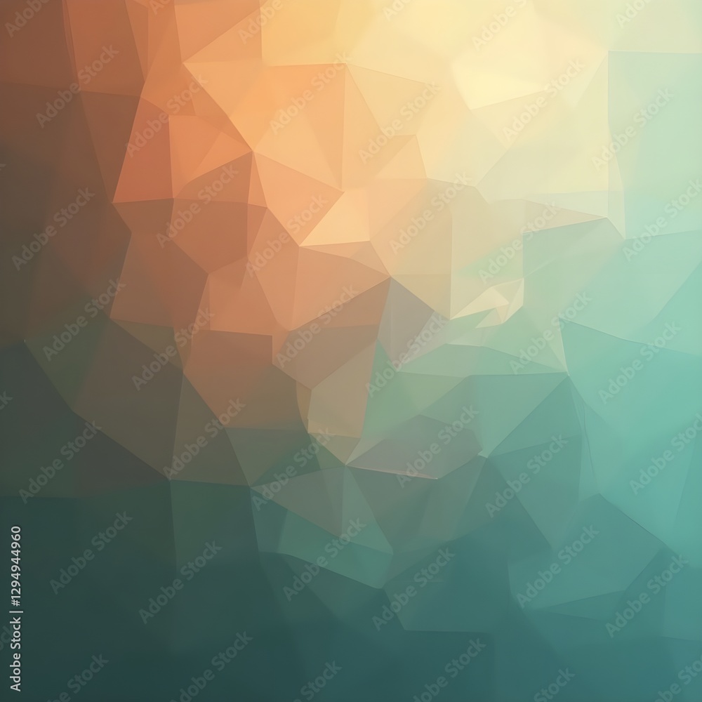 Muted rust and teal gradient with abstract triangles floating in the background Muted rust and teal gradient with abstract triangles floating in the background