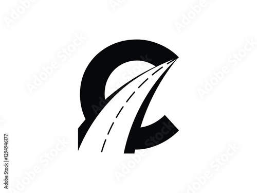 editable vector creative letters C asphalt road constructions symbol design illustration isolated on transparent background