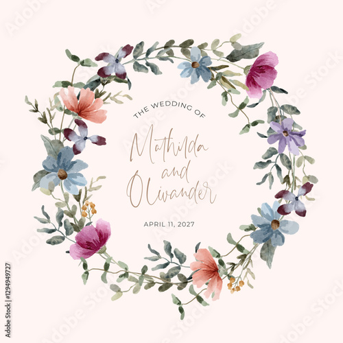 beautiful floral garden watercolor wreath